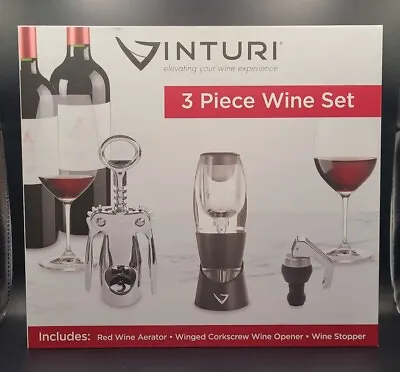 Vinturi 3 Piece Deluxe Wine Bundle Set (Wine Stopper Aerator Corkscrew) NICE • $15.95