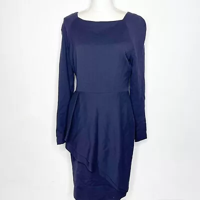 J. Mendel Wool Navy Long Sleeve Dress Size 12 • $250