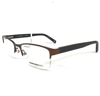 Marchon Eyeglasses Frames BENJAMIN 210 Brown Rectangular Half Rim 52-18-140 • $64.99