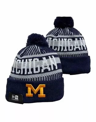 Michigan Wolverines Cuffed Knit Beanie Hat PomPom Adult Unisex NEW • $7.99