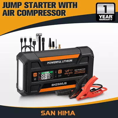 San Hima Jump Starter With Air Compressor 2500A Portable 12V Power Bank Pack • $269.95