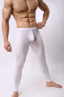 Men's Stretch Smooth Underwear Long Johns Pants Thermal Bulge Pouch Legging • $13.87