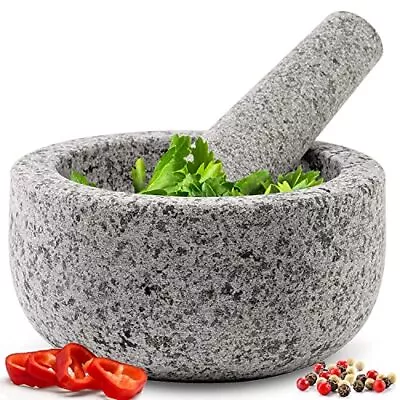 Heavy Duty Large Mortar And Pestle Set Hand Carved  Assorted Sizes  Colors  • $26.71