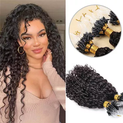 Brazilian Hair Extensions Curly Wavy Micro Ring Micro Links Hair Extensions 70g • £138.99