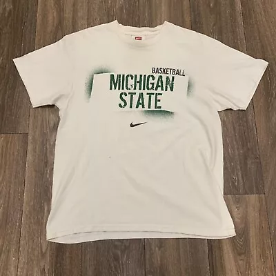 Y2K Nike Michigan State Basketball Shirt Mens S Center Swoosh Silver Label MSU • $35.88