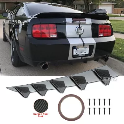 For Ford Mustang GT V8 V6 Rear Diffuser Bumper Fins Spoiler Lips Carbon Fiber US • $49.45