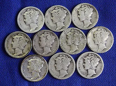 1927-d Mercury Head Dime Average Grade Of Coin You Will Receive Is Photographed  • $9