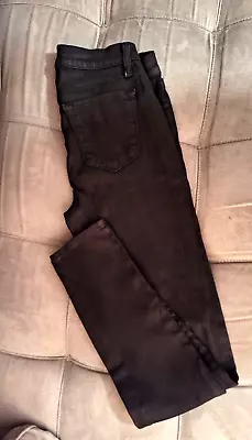 Women's J Brand Super Skinny Black Waxed Coated Jeans Pants Size 27 • $16.50