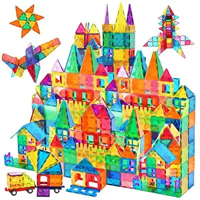 130 Pcs Magna Tiles Clear Colors 3D Set Magnetic Building Toy Magnet Blocks Kids • $58.77