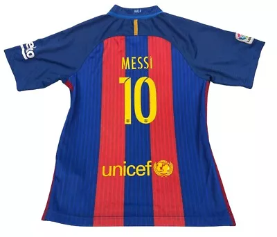 MESSI Nike Authentic 2016 FC Barcelona Soccer Football Jersey Youth Boys 28 • $29.74