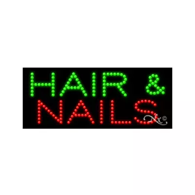 BRAND NEW “HAIR & NAILS  27x11 SOLID & ANIMATED LED SIGN W/CUSTOM OPTIONS 20362 • $289