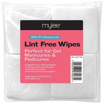 Mylee Lint Free Nail Wipes 200 Manicure Pedicure Absorbent Gel Removal Soft Pads • £6.99