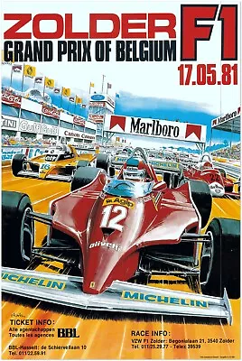 Vintage Racing Travel Poster - Zolder F1 1981 - Racing Auto Posters • $16.99