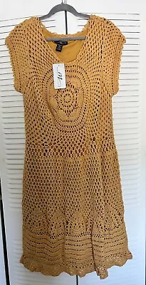 Midnight Velvet Dark Yellow Color Crochet Dress Size 1X BOHO • $28