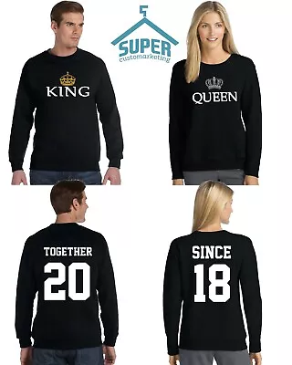 Couple Matching CREWNECK King Queen OLD TOGETHER SINCE Back DATE NUMBERS • $63.74