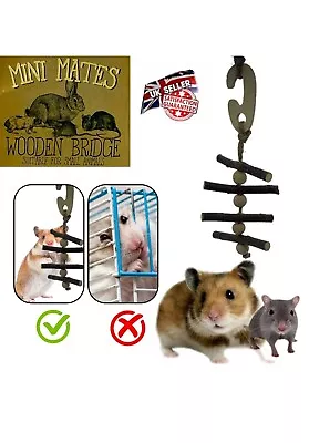 Pet Small Animal Accessories Wooden Hanging Chew Charm Toy Mouse Hamster Gerbil • £2.90