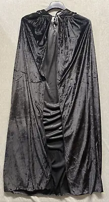 Unisex Full Length Hooded Velvet Cloak Cape Black Large • $15.99