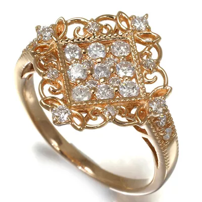 Diamond 0.50ct Milgrain Ring 18K 750 Rose Gold • $511.95