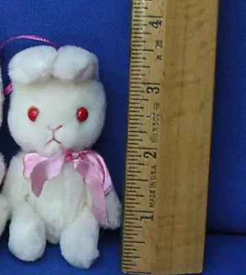 Vintage Miniature Mohair Plush Bunny Rabbit Fully Jointed Figurine 4  C • $19.87