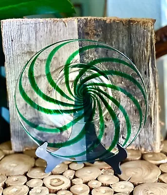 Vintage Green Swirl Glass Heavy Plate Blown Glass • $25