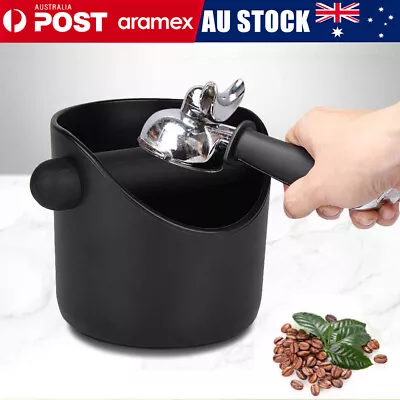 $12.70 • Buy Coffee Waste Container Grinds Knock Box Tamper Tube Bin Black Bucket NEW