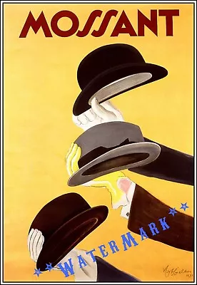 MOSSANT 1938 Men's Fashion 3 Hats Vintage Poster Print Retro Style Art Decor • $21.58