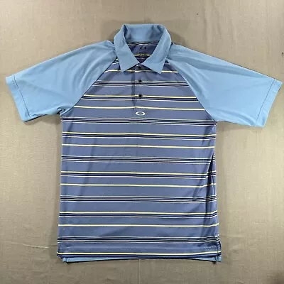 Oakley Short Sleeve Polo Shirt Mens Small Blue Striped Stretch Performance Golf • $9.98