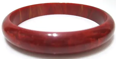 Vintage Bakelite Bangle Bracelet Marbled Rust Brown Red Domed 1/2  W TESTED • $34.99