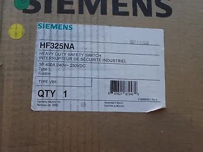 New Siemens HF325NA 400 Amp 240 Volt 3 Phase Fused Indoor Disconnect DIS482 • $2350