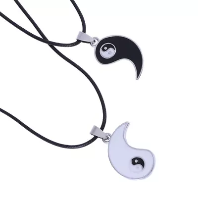  1 Pair Alloy Bagua Tai Chi Ying Yang Pendant Necklace For Best Friend Couple • £4.65