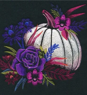 PUMPKIN MIDNIGHT BLOOMS EMBROIDERED SET Of 2 BATHROOM HAND TOWELs By Laura • £24.11