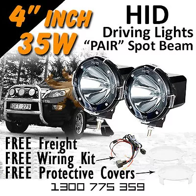 HID Xenon Driving Lights - Pair 4 Inch 35w Spot Beam 4x4 4wd Off Road 12v 24v • $161.26