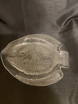 £39.99 • Buy Pair Of Vintage French Arcoroc Clear Glass Fish Plates Massive 40cm X 32cm