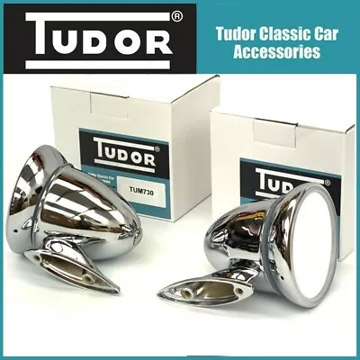 Classic Car Mirrors Chrome Bullet Wing Universal MG Triumph Mini Ford Tudor X2 • $50.47