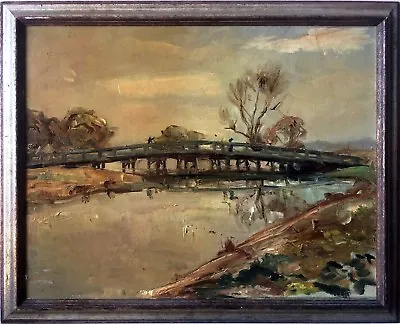 Old North Bridge Concord Mass. - Antique Impressionist Style Oil Painting • $1750