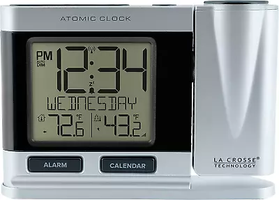 La Crosse Technology 616-12667-INT Silver Atomic Projection Alarm Clock With Tem • $56.78