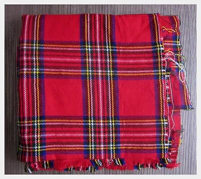 TARTAN FABRIC MAINLY RED APPROX. 59cm WIDE   X 3.1m LONG. • £2.50