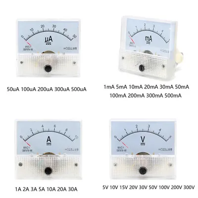 50uA-30A DC Ammeter 5V-300V DC Voltmeter 85C1 Analog Panel Meter 64mmx55mmx48mm • $80.54