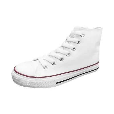 Men White Blank High Top Red Rubber Sole Cotton Canvas Sneakers Casual Shoe • $29.99