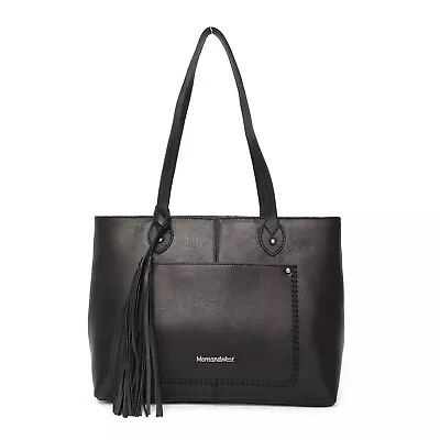 Montana West Genuine Leather Concealed Carry Wide Tote Black • $96.99
