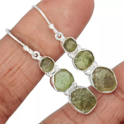 Natural Genuine Czech Moldavite 925 Sterling Silver Earrings YW1 CE24889 • $13.50