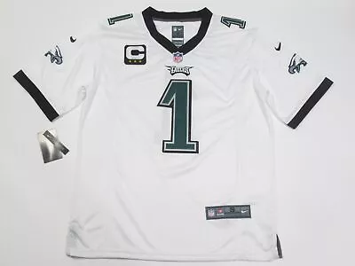 $69.99 • Buy Jalen Hurts #1 Philadelphia Eagles 3 STAR Captains Patch 2023-24 Jersey White