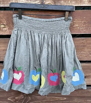 Mini Boden Skirt Embroidered Apple Heart Applique Green Girl 11 12 Years • $12