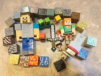 Minecraft Lot 30 Pieces Blocks And Figures  • $25