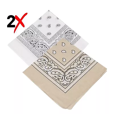 2 Pack Bandana 100% Cotton Paisley Print Double-Sided Scarf Head Neck Face Mask • $5.49