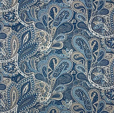 P Kaufmann Milos Bristol Blue Large Paisley Multiuse Cotton Fabric By Yard 54 W • $12.99