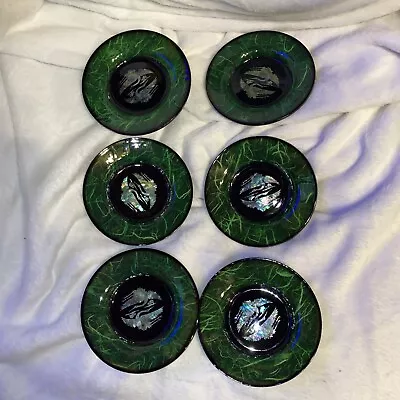 Vintage Mid Century Japanese Lacquer Coasters Mother Of Pearl Inlay Oriental 6 • $9.99