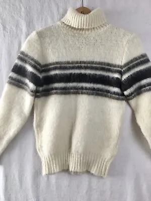 VTG Eddie Bauer + Hilda LTD 100% Wool Sweater Women’s S Ivory Brown Iceland • $25