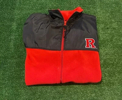 Vintage Rutgers Scarlet Knights Sweatshirt Large Jacket Full Zip Red Mens 90s • $49.99