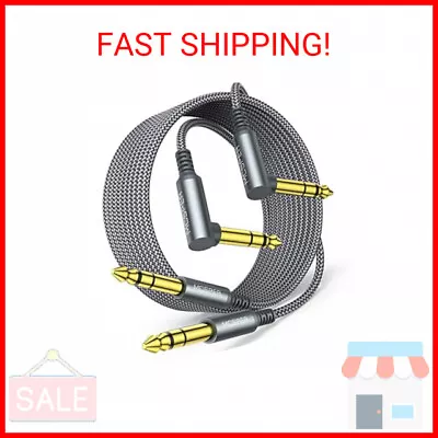 1/4 Inch TRS Instrument Cable 10ft 2-Pack90 Degree Right-Angled To Straight 6.3 • $11.75